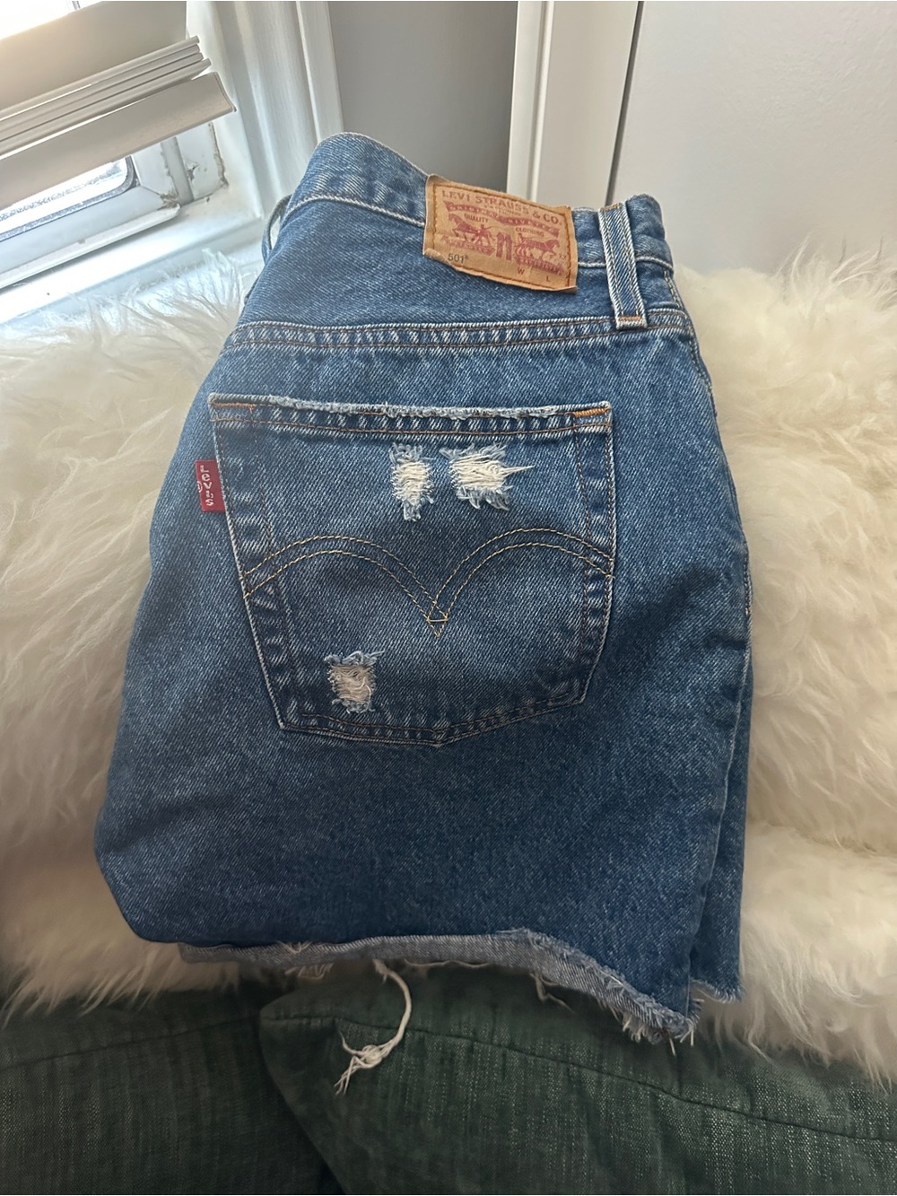 Premium Levi’s Denim Cutoff Shorts - Distressed Blue - Picture 2 of 10